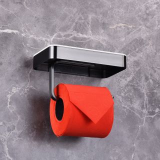 Бумагодержатель ABBER Westen AA1730B с полкой для телефона чёрный матовый